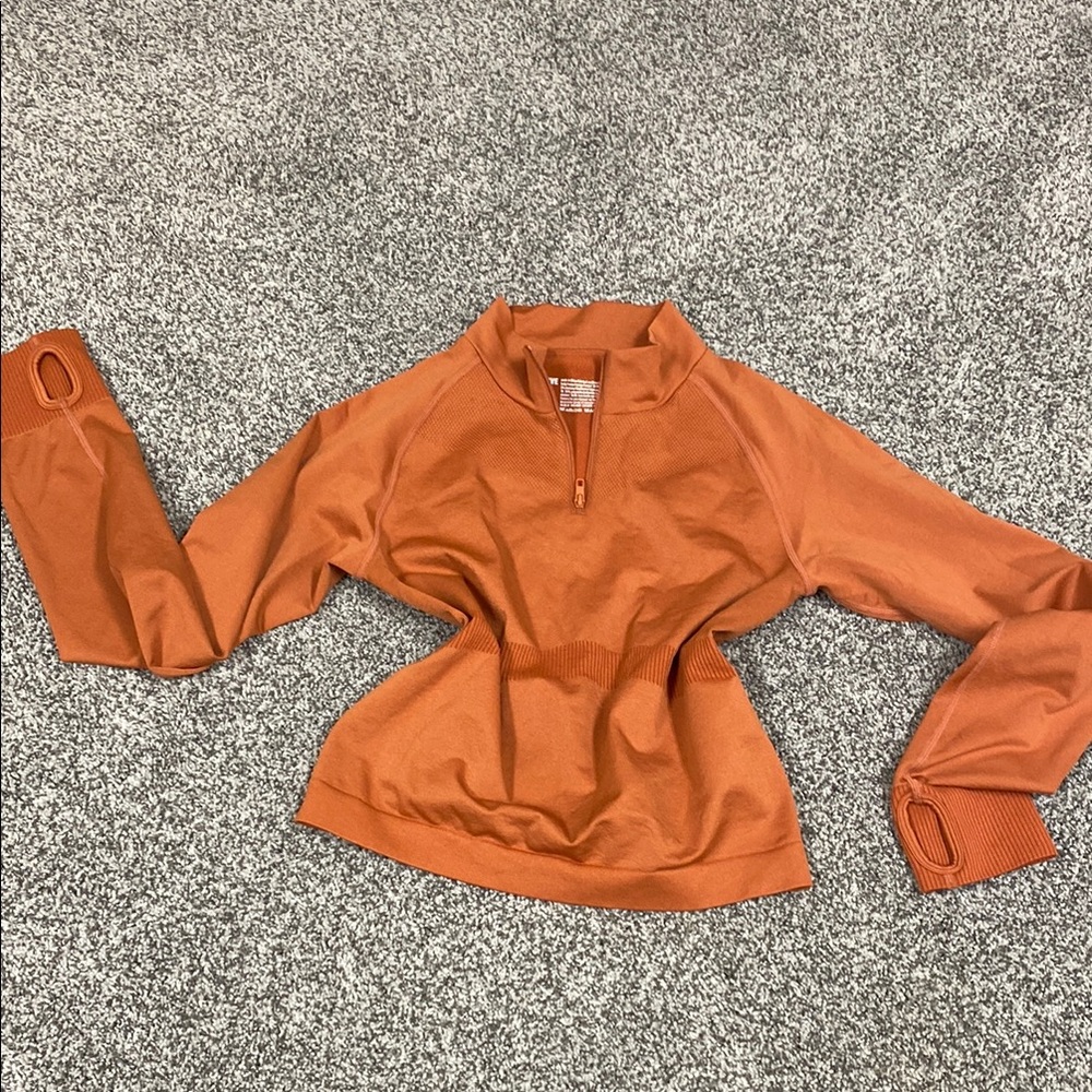 PINK Women's Orange Cropped Quarter-Zip Top